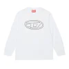 T-Shirts>DIESEL Oval D branded long-sleeved T-shirt white