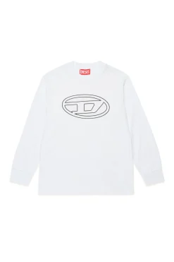 T-Shirts>DIESEL Oval D branded long-sleeved T-shirt white
