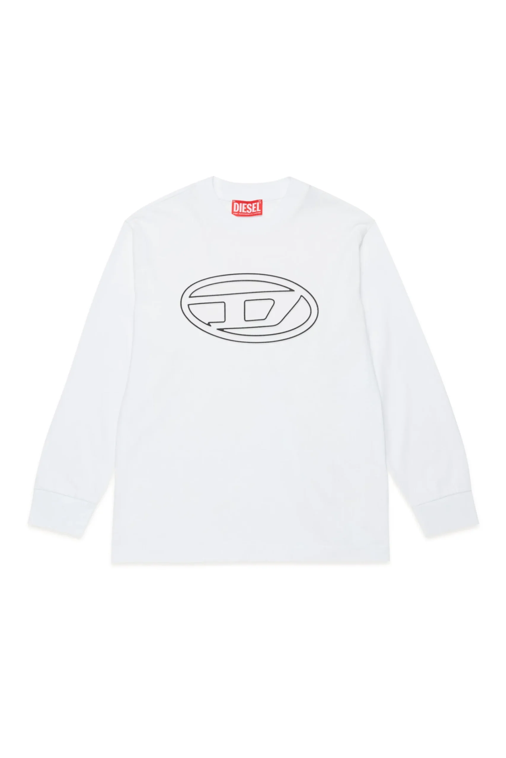 T-Shirts>DIESEL Oval D branded long-sleeved T-shirt white