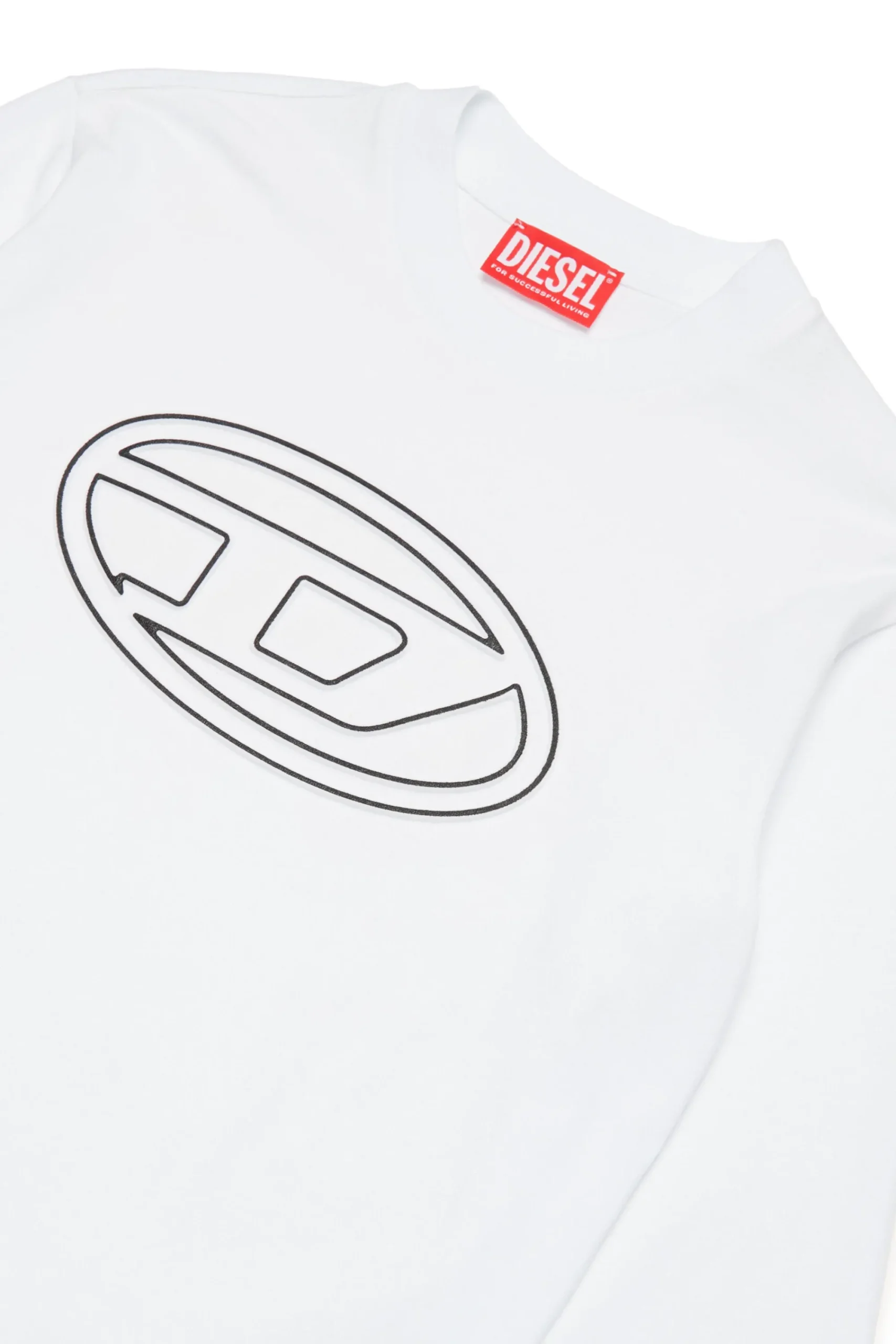 T-Shirts>DIESEL Oval D branded long-sleeved T-shirt white