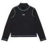 T-Shirts>DIESEL Oval D branded ribbed turtleneck black