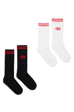 Socks | Oval D By Diesel>DIESEL Oval D branded set of two pairs of socks black