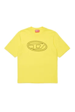 T-Shirts>DIESEL Oval D branded T-shirt lemon yellow