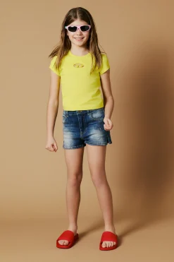 T-Shirts | Oval D By Diesel>DIESEL Oval D branded T-shirt canary yellow