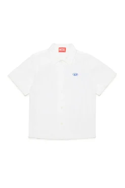 Oval D By Diesel | Oval D By Diesel>DIESEL Oval D logo poplin bowling shirt white
