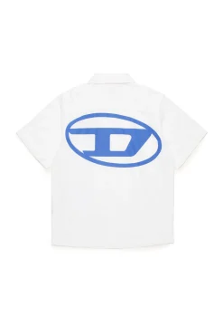 Oval D By Diesel | Oval D By Diesel>DIESEL Oval D logo poplin bowling shirt white