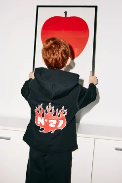 Logomania | Logomania>N°21 Oversize sweatshirt with Flames graphics black