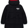 Jackets And Padded Jackets | Jackets And Padded Jackets>DIESEL Padded jacket with 1978 print and logo on the hood black