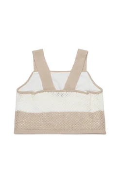Knitwear>MAX&Co. Perforated stripes knit top sand