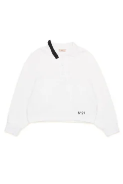 Sweatshirts>N°21 Polo shirt sweatshirt with bow white