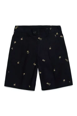 Shorts>N°21 Poplin allover Palms shorts black
