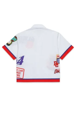 Shirts>DSQUARED2 Poplin bowling shirt with Urban graphics white