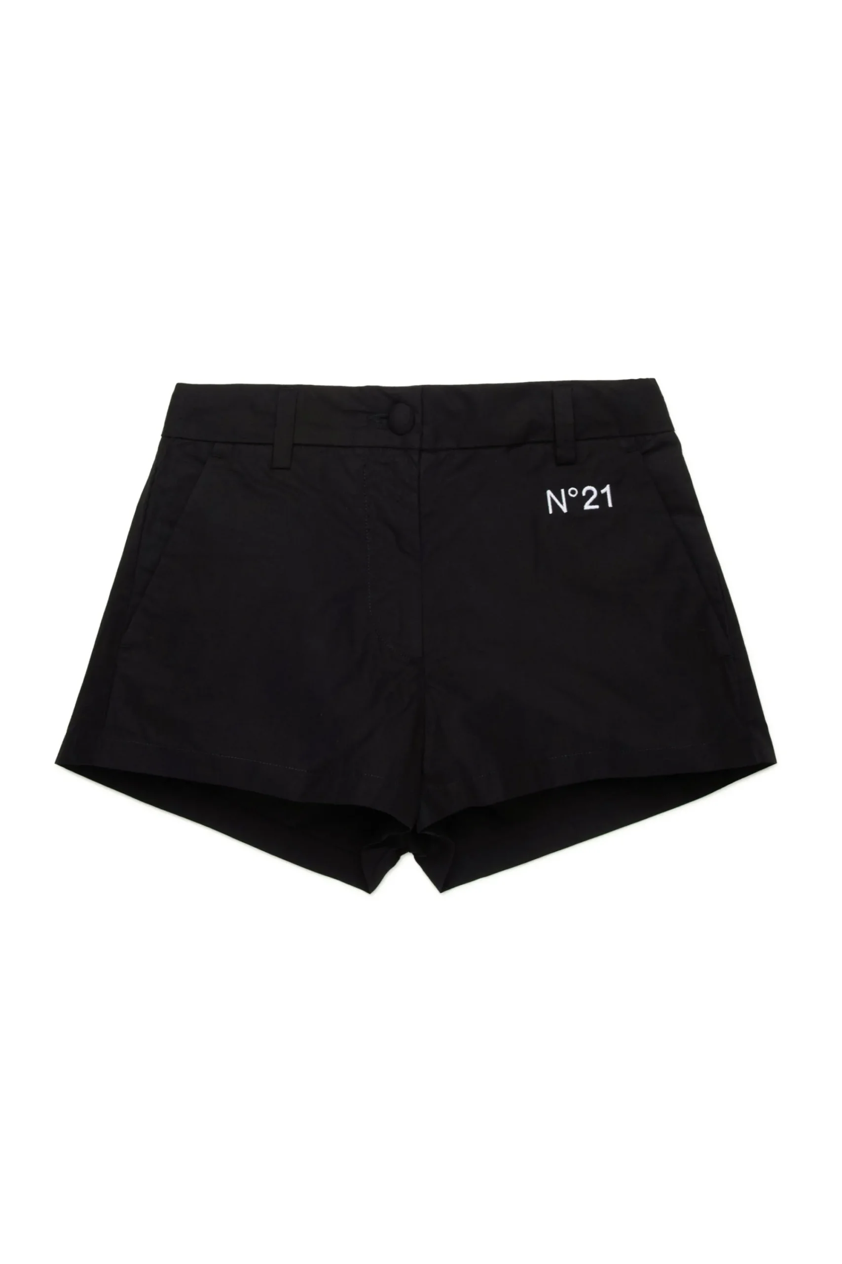Shorts>N°21 Poplin branded shorts black