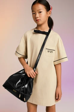 Dresses>N°21 Poplin dress with bow creamy white