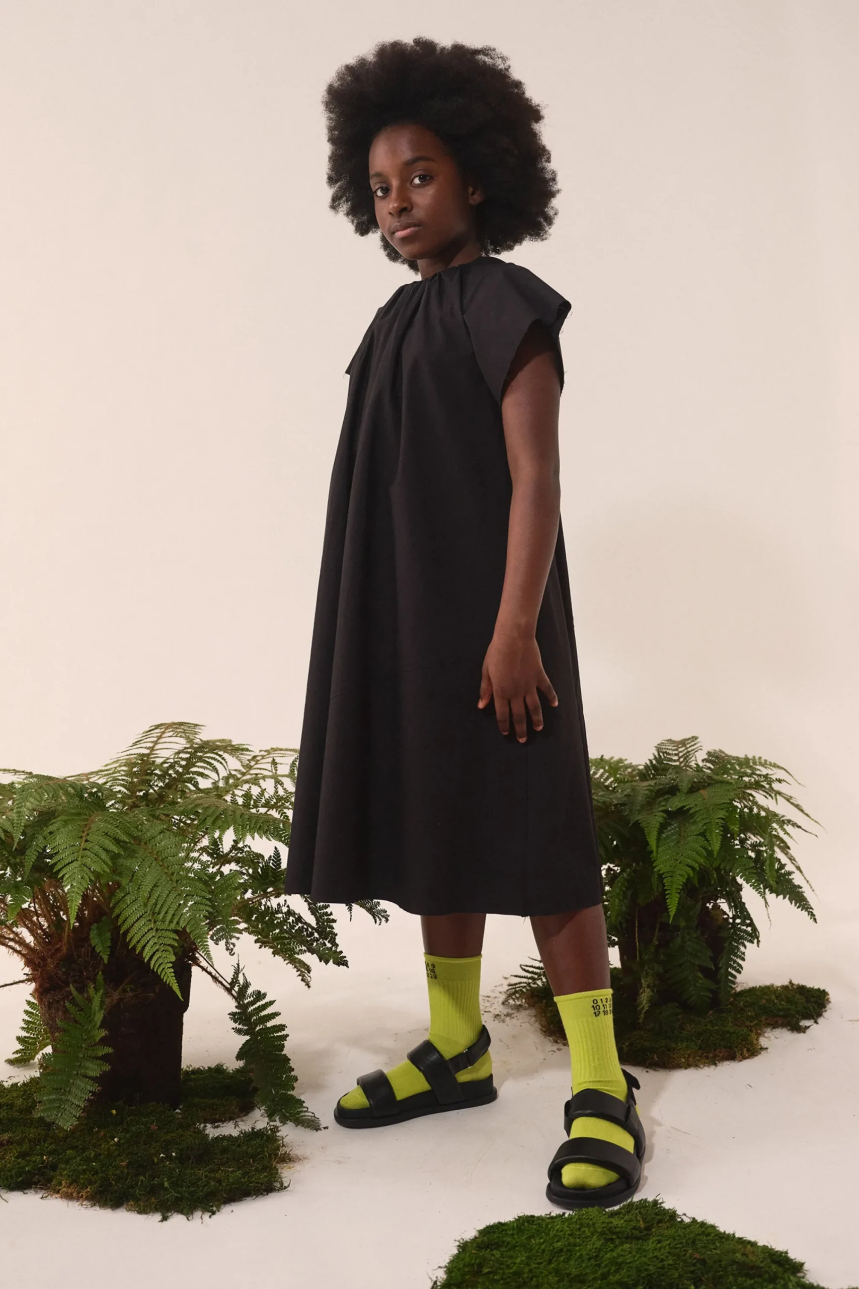 Dresses>MM6 MAISON MARGIELA Poplin dress with ruffles black