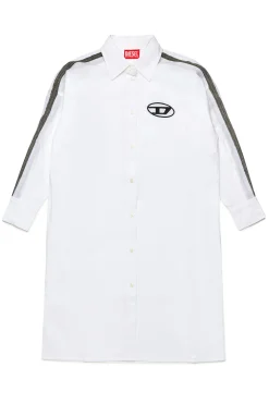 Dresses>DIESEL Poplin shirt dress with denim inserts white