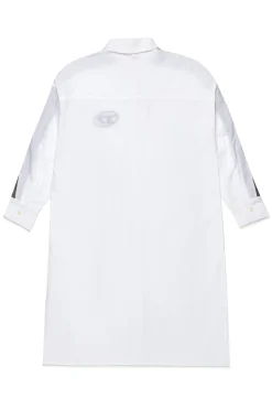 Dresses>DIESEL Poplin shirt dress with denim inserts white