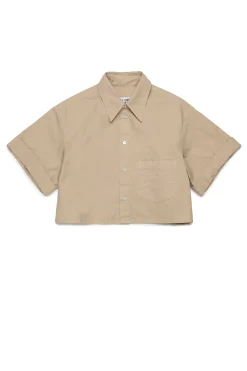 Shirts | Shirts>MM6 MAISON MARGIELA Poplin shirt with turn-up sleeves beige