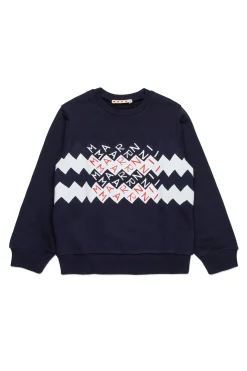 Sweatshirts | Sweatshirts>MARNI Promenade branded crew-neck sweatshirt blue navy