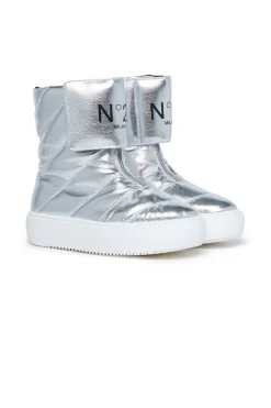 Boots And Combat Boots | Boots And Combat Boots>N°21 Quilted faux leather midi boots silver