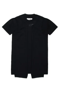 Dresses>MM6 MAISON MARGIELA Re-cut knit half-sleeve dress black