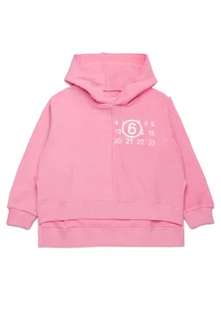 Sweatshirts | Sweatshirts>MM6 MAISON MARGIELA Recut sweatshirt with Stamp Numbers light pink