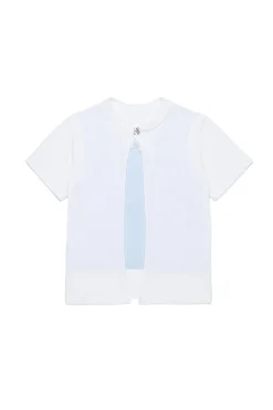 T-Shirts | T-Shirts>MM6 MAISON MARGIELA Re-cut T-shirt with raw cut details royal blue