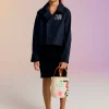Jackets And Padded Jackets | Party Looks>MARNI Rhinestones branded car coat jacket blue navy