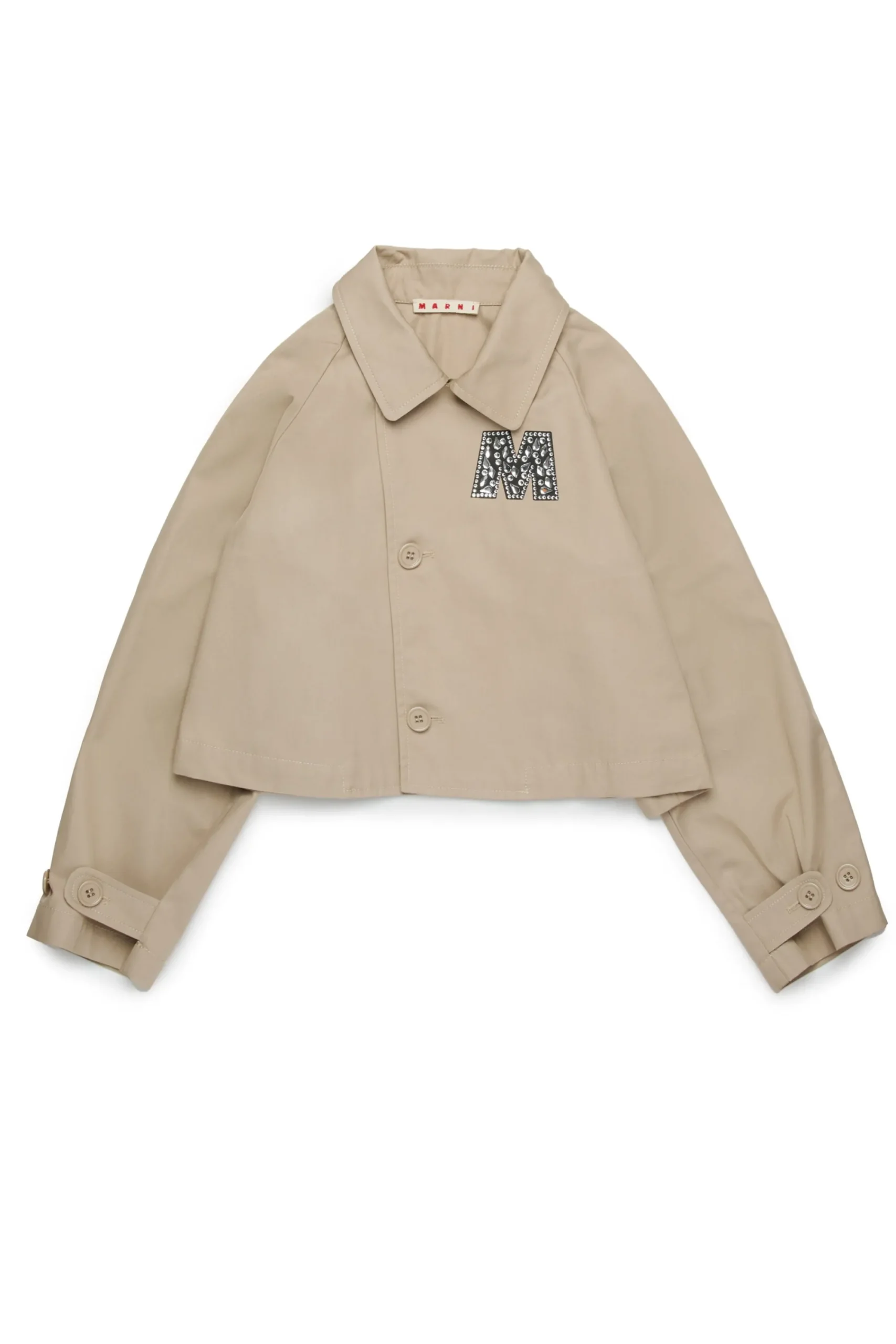 Jackets And Padded Jackets | Party Looks>MARNI Rhinestones branded car coat jacket sand