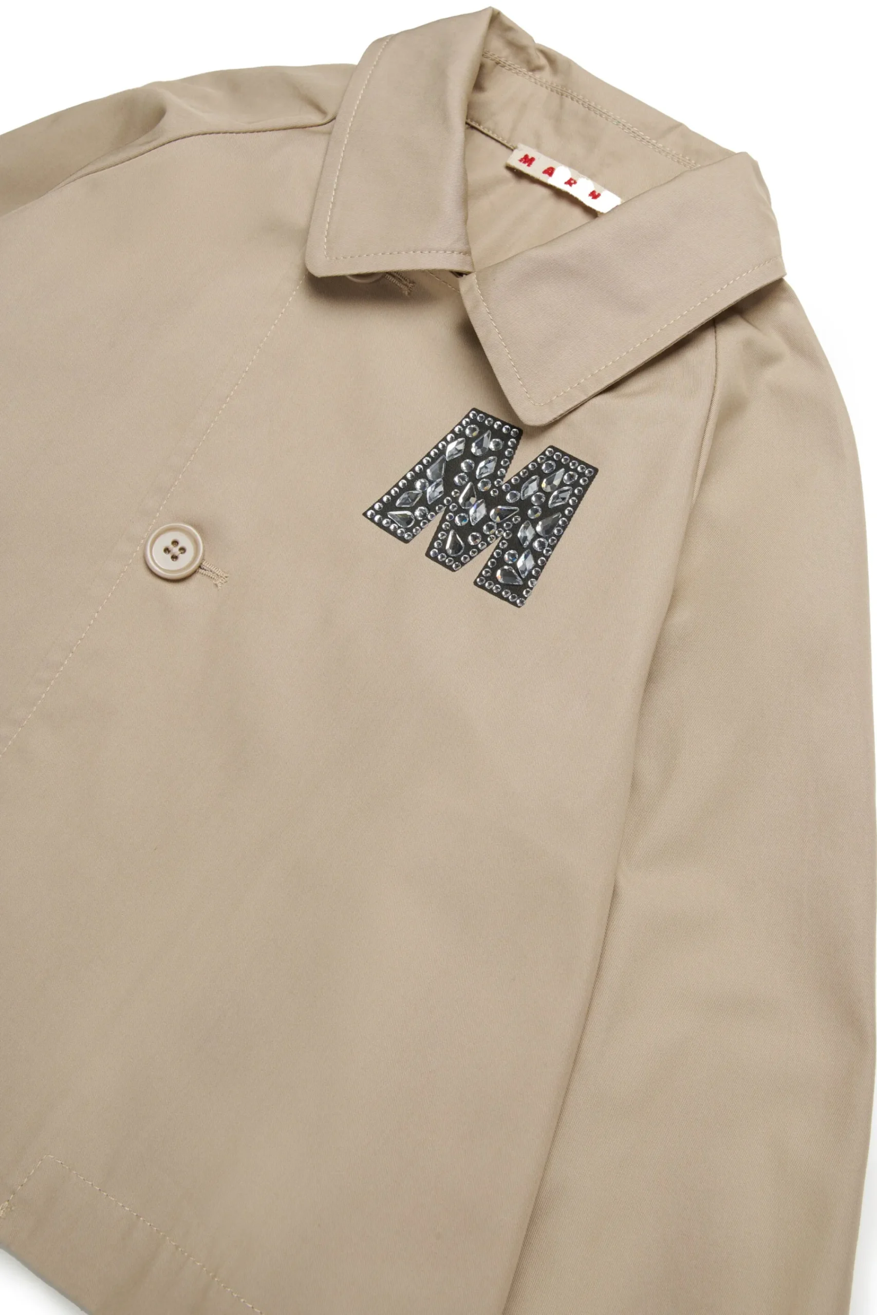 Jackets And Padded Jackets | Party Looks>MARNI Rhinestones branded car coat jacket sand