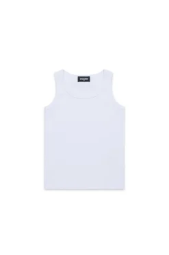 T-Shirts | Swimwear>DSQUARED2 Ribbed sleeveless branded T-shirt white