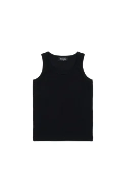 T-Shirts | Swimwear>DSQUARED2 Ribbed sleeveless branded T-shirt black