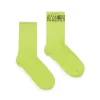 Socks | Logomania>MM6 MAISON MARGIELA Ribbed socks branded with numeric logo fluo green