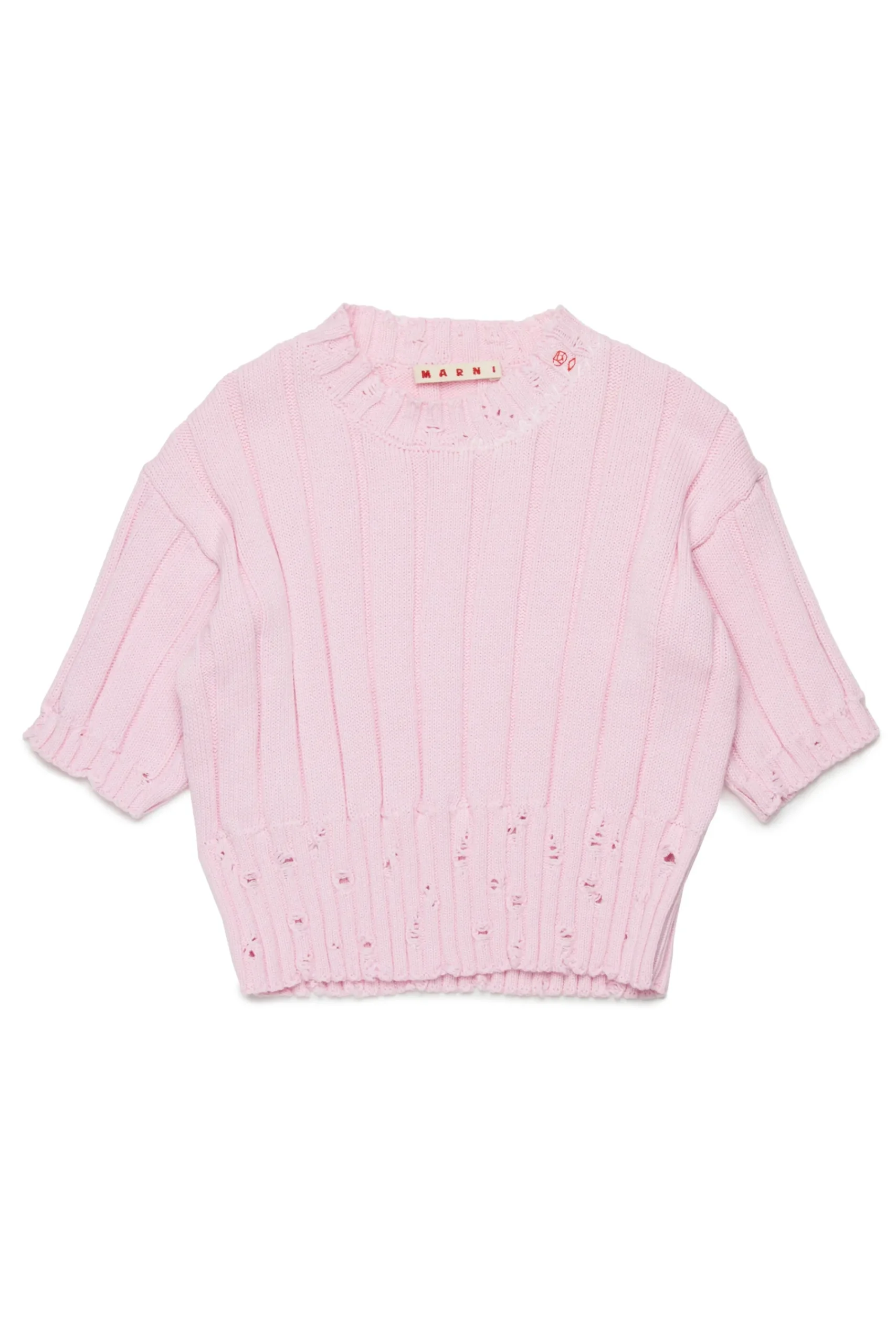 Knitwear>MARNI Ribbed tops with rips light pink