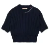 Knitwear>MARNI Ribbed tops with rips blue navy