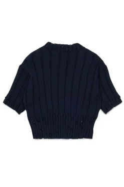 Knitwear>MARNI Ribbed tops with rips blue navy
