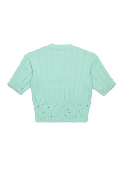 Knitwear>MARNI Ribbed tops with rips placid blue