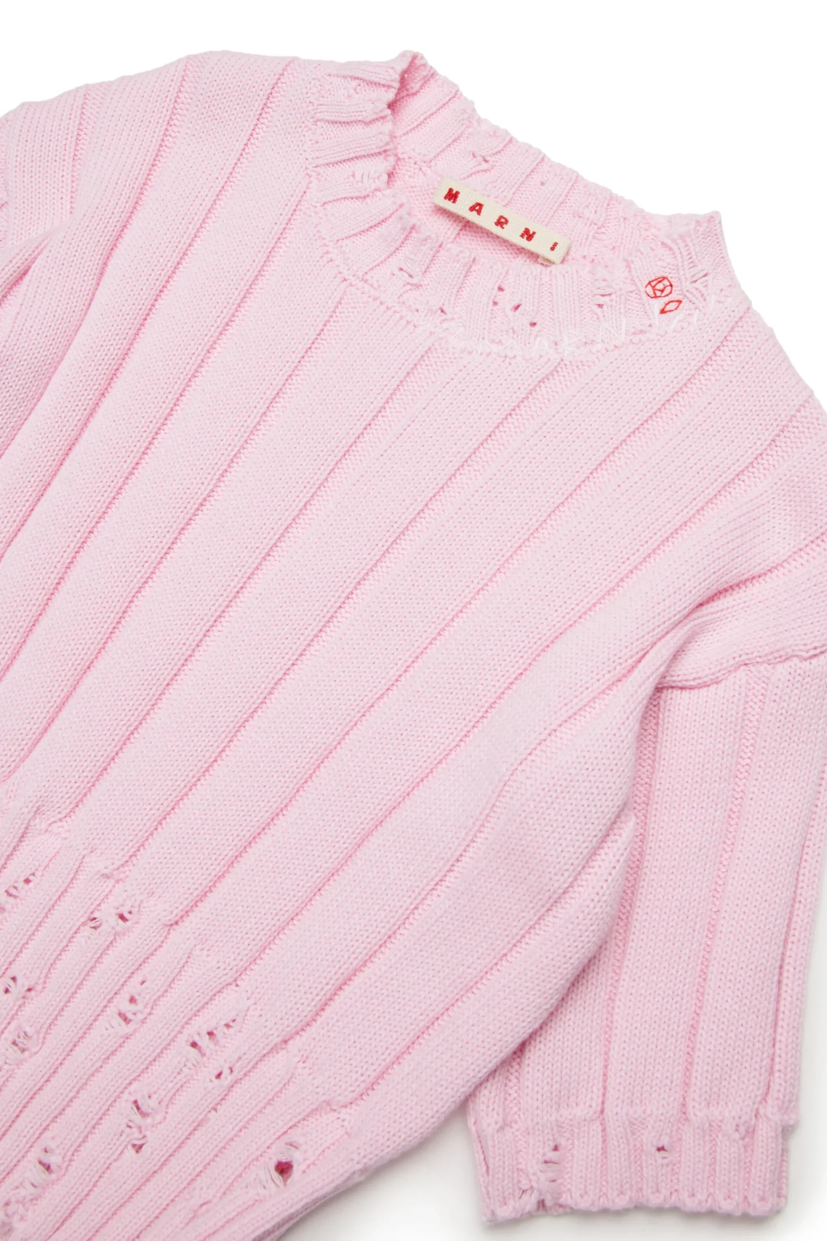 Knitwear>MARNI Ribbed tops with rips light pink