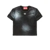 T-Shirts>DIESEL Ribbed T-shirt with mylar finishing black