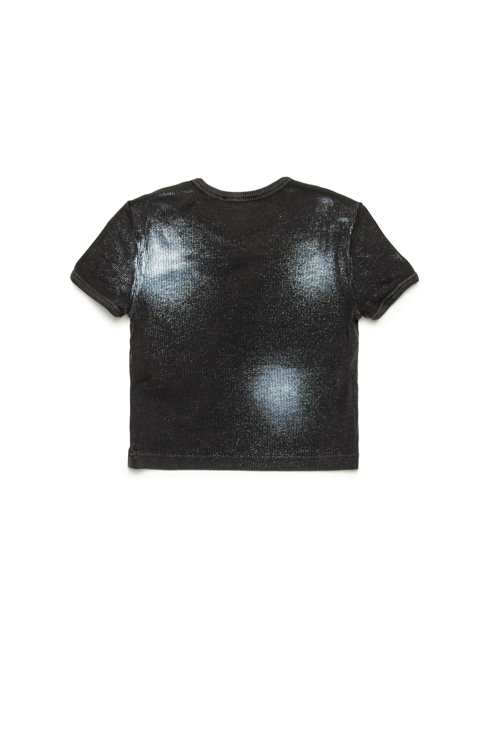 T-Shirts>DIESEL Ribbed T-shirt with mylar finishing black
