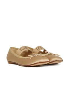 Slippers And Sandals | Slippers And Sandals>MM6 MAISON MARGIELA Satin ballet shoes with Numeric logo nude