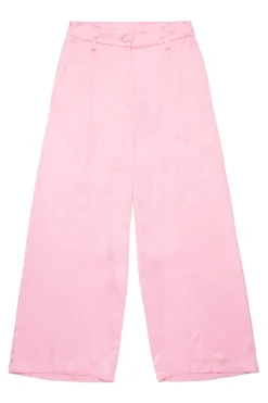 Pants | Party Looks>N°21 Satin palazzo pants with pleats pink