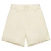 Shorts | Party Looks>N°21 Satin shorts with pleats creamy white