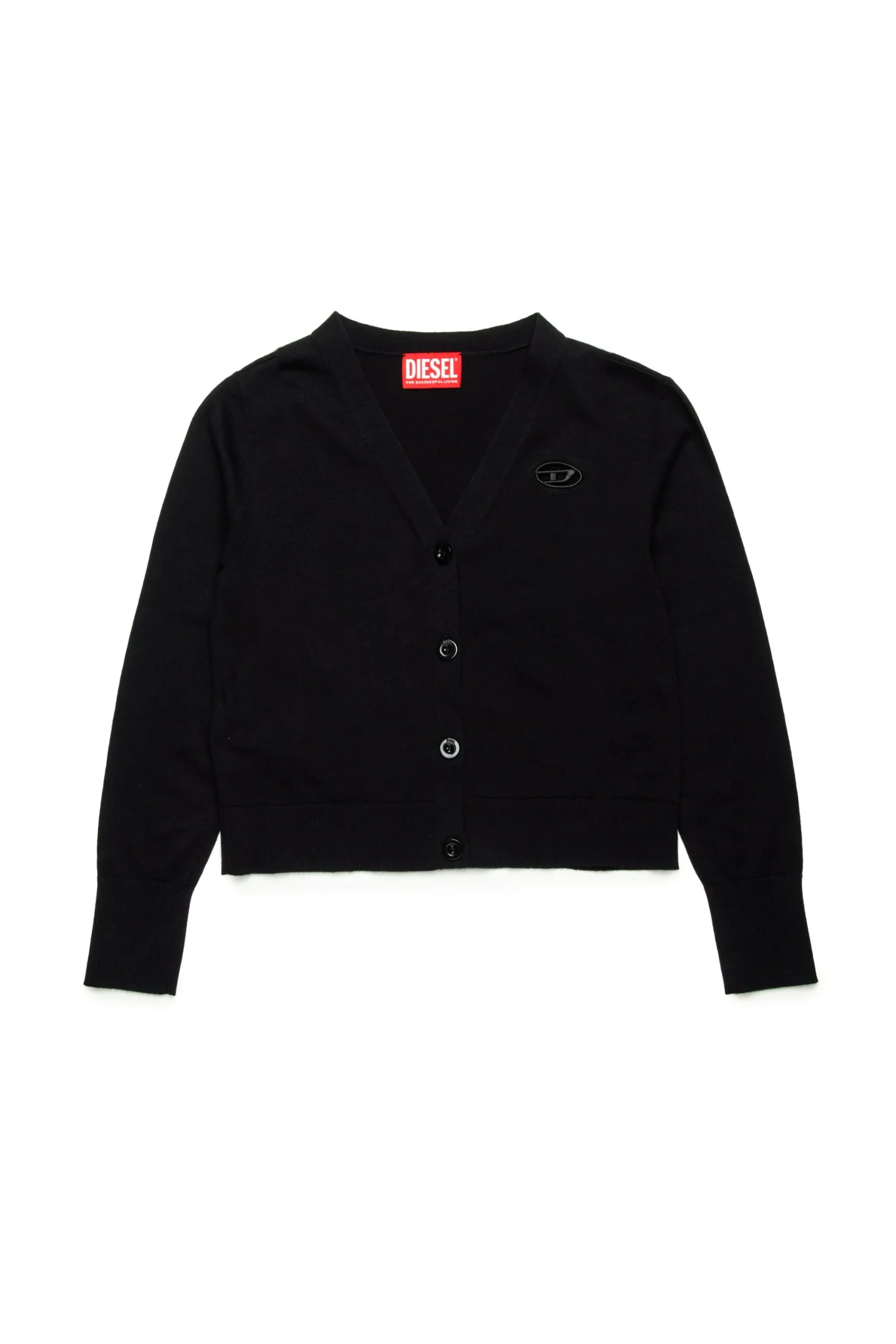 Knitwear | Oval D By Diesel>DIESEL Shaved knit cardigan branded with Oval D logo black