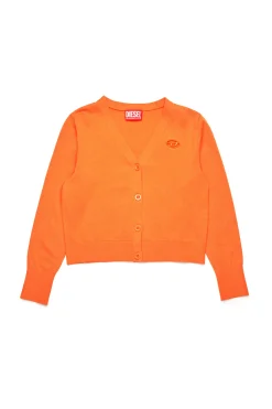 Oval D By Diesel | Oval D By Diesel>DIESEL Shaved knit cardigan branded with Oval D logo orange