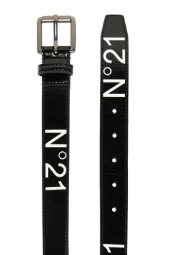 Belts | Logomania>N°21 Shiny effect belt black