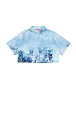 Shirts>DIESEL Shirt with allover Camouflower graphics blue denim