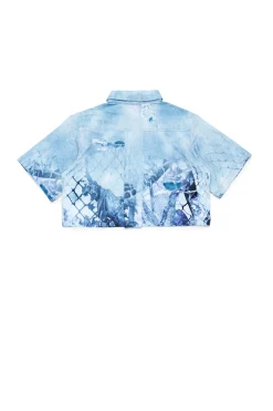 Shirts>DIESEL Shirt with allover Camouflower graphics blue denim