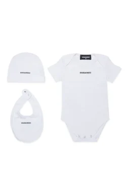 Tracksuits And Baby Set>DSQUARED2 Short branded birth set white