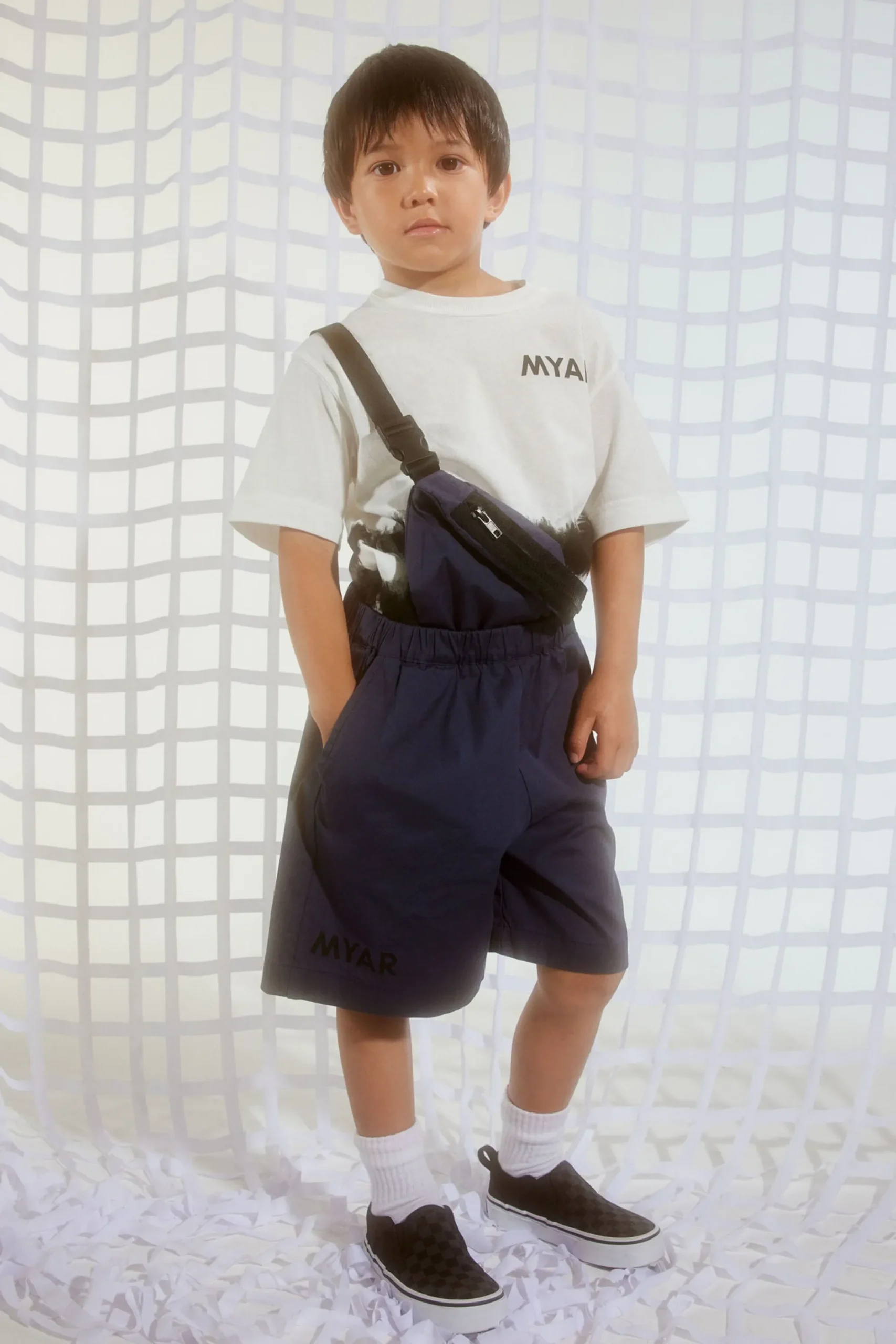 Jumpsuits | Tracksuits>MYAR Short one-shoulder dungarees with logo dark blue